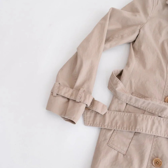 Banana Republic Beige Button Up Trench Midi Double Breasted With Belt Coat XS - Picture 8 of 13